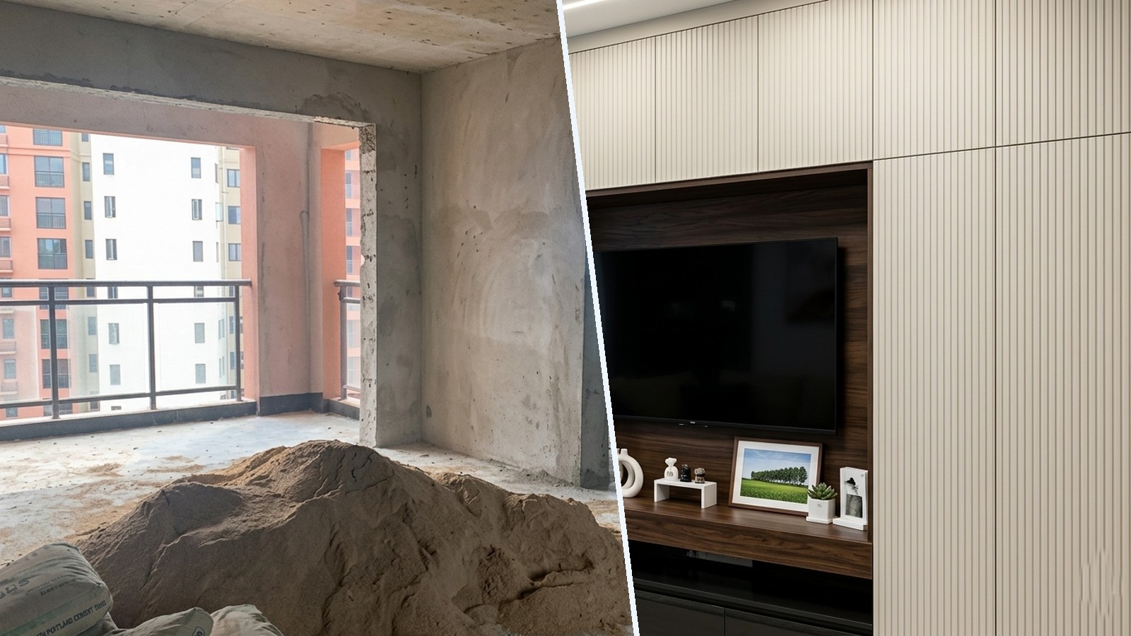 Apartment Renovation — comparaison avant et après
